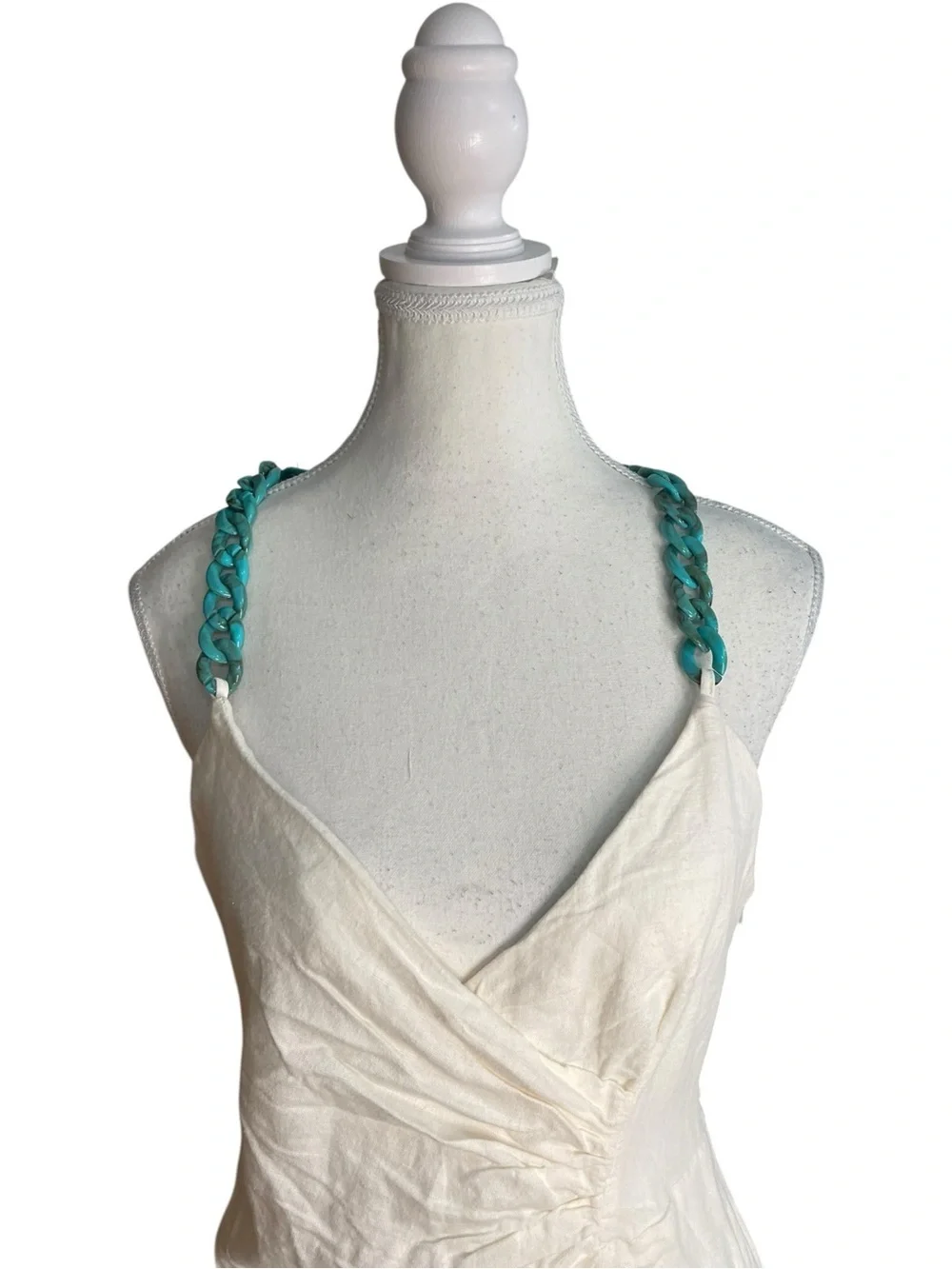 Zara Linen Jumpsuit with Chain White